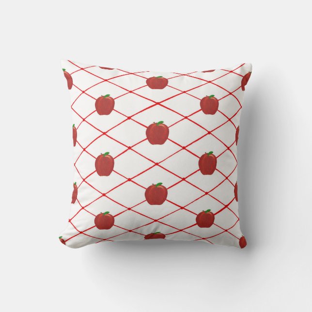Red Apples Criss Cross Quilt Pattern Pillows (Front)