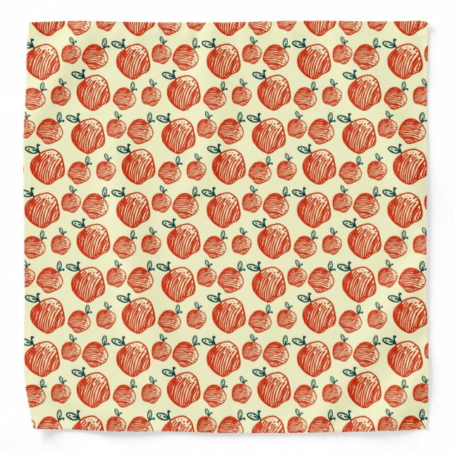 Red Apples Doodle Pattern Bandana (Front)