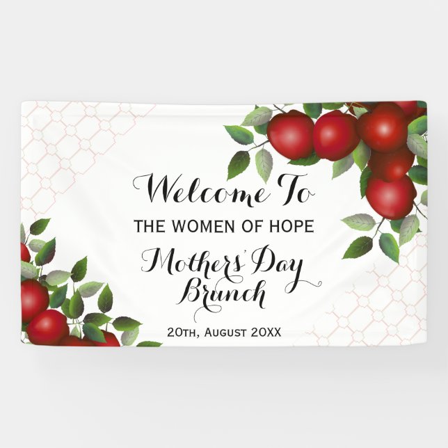 Red Apples Fruit on Trellis | Banquet Banner (Horizontal)