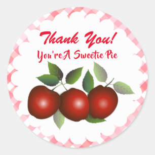 Red Apples Fruit Thank You Classic Round Sticker