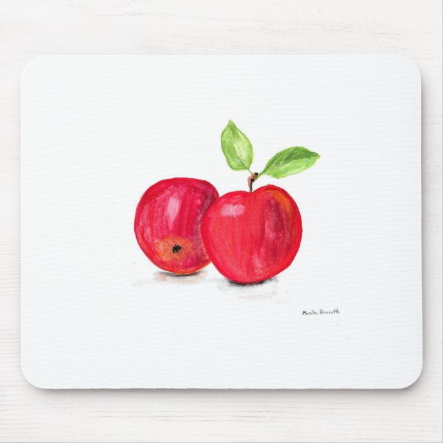 Red apples fruity watercolor teacher gift mouse pad (Front)