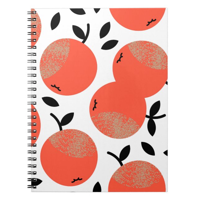 Red Apples: Golden Textured Pattern. Notebook (Front)
