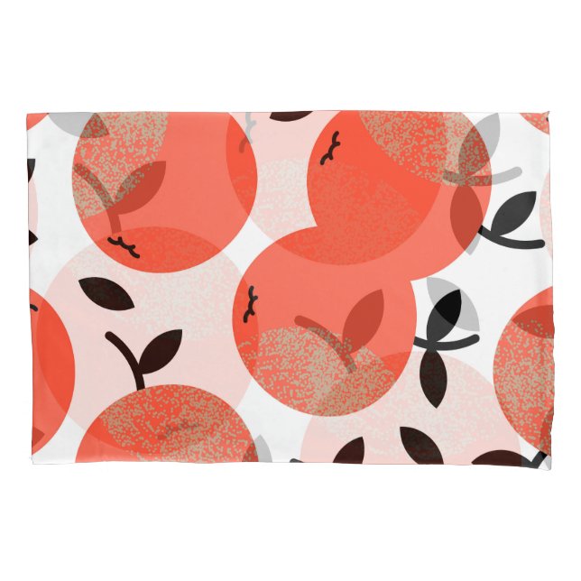 Red Apples: Golden Textured Pattern. Pillow Case (Front)