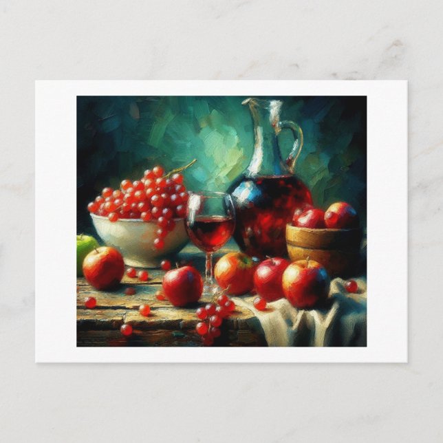 Red Apples, Grapes, Wine,  Postcard (Front)