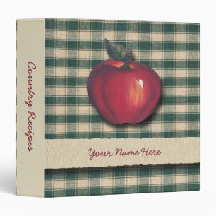 Red  Apples Green Plaid Binder