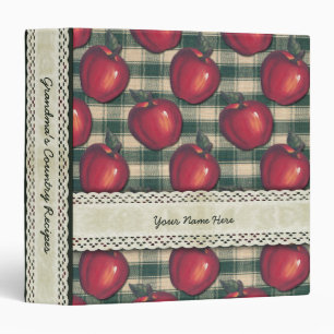 Red  Apples Green Plaid Country Binder