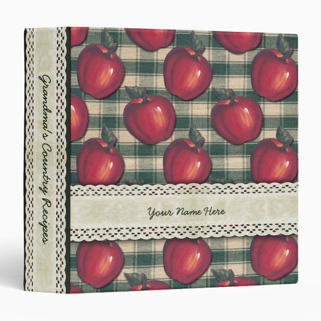 Red  Apples Green Plaid Country Binder (Front/Spine)