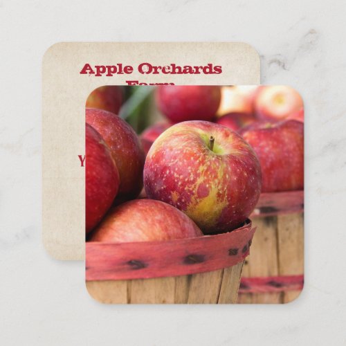 Red Apples In Basket Square Business Card