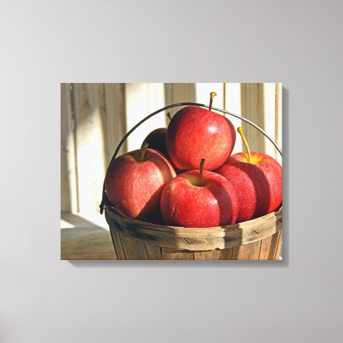 Red Apples in Bushel Basket Canvas Print