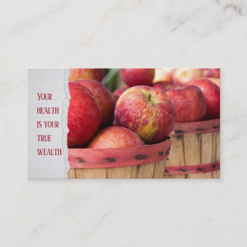 red apples in bushel baskets business card
