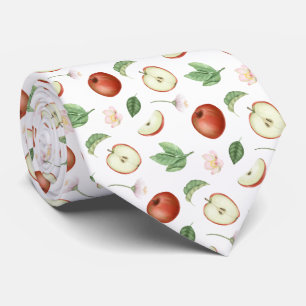 Red Apples Leaves and Blossoms Neck Tie
