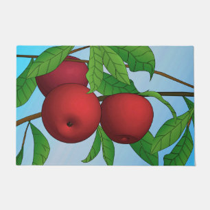 Red Apples on a Leafy Branch Doormat