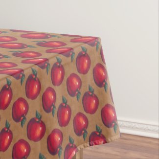 Red Apples on Brown Tablecloth