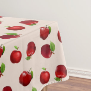 Red Apples on Light Beige Tablecloth