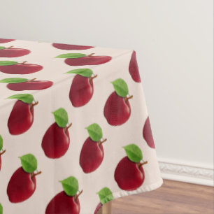 Red Apples on Light Beige Tablecloth