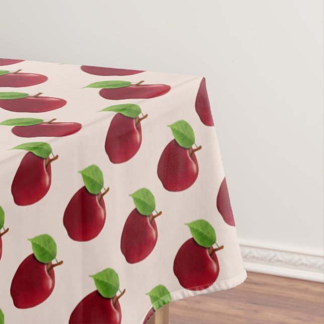 Red Apples on Light Beige Tablecloth (In Situ)