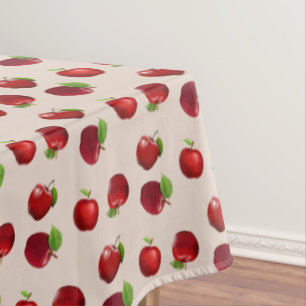 Red Apples on Light Beige Tablecloth
