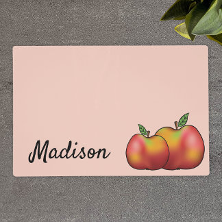 Red Apples On Pink With Custom Name Placemat