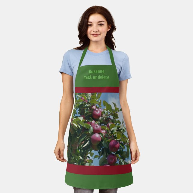 Red Apples On The Tree Country Personalized Apron (Worn)