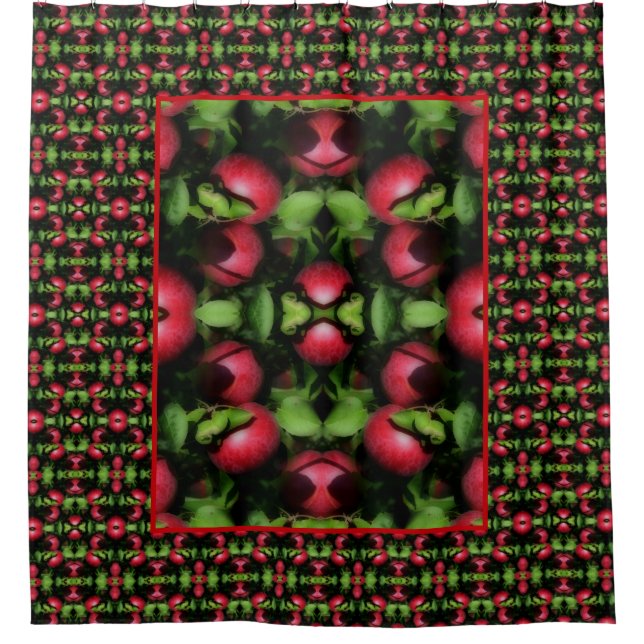Red Apples On The Tree Nature Art Shower Curtain (Front)