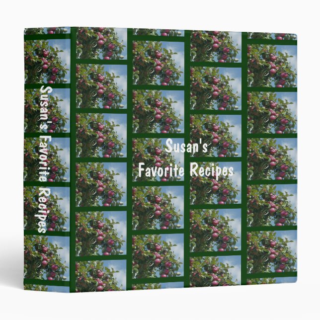 Red Apples On The Tree Personalized Recipe  3 Ring Binder (Front/Spine)