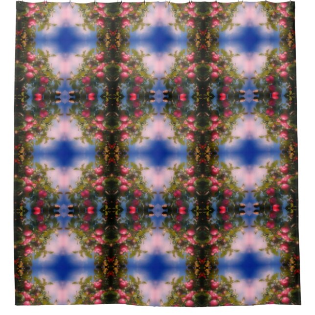 Red Apples On Tree Nature Art Pattern Shower Curtain (Front)
