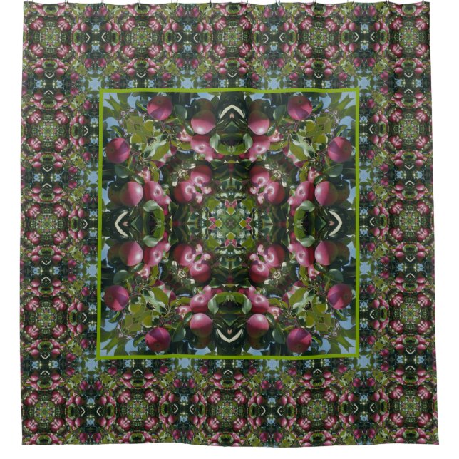 Red Apples On Tree Nature Art Pattern Shower Curtain (Front)