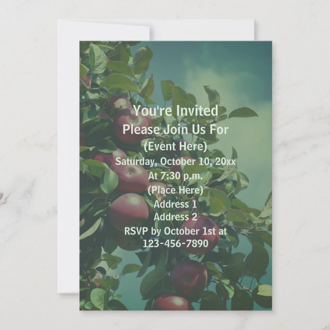Red Apples On Tree Nature  Invitation (Front)
