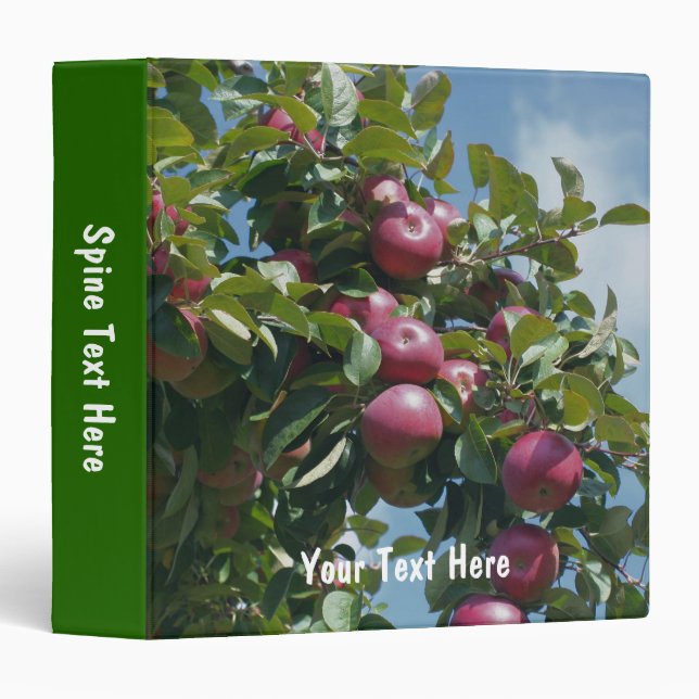 Red Apples On Tree Nature Personalized 3 Ring Binder (Front/Spine)