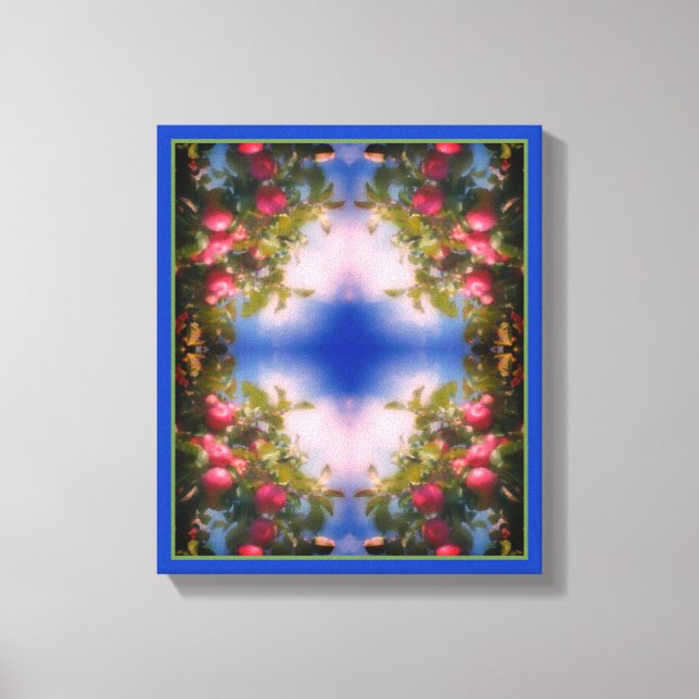 Red Apples On Tree Painting Abstract Canvas Print (Front)