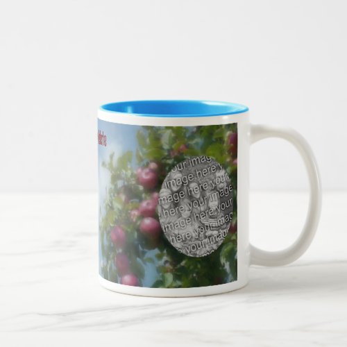 Red Apples On Tree Painting Add Your Photo Two_Tone Coffee Mug
