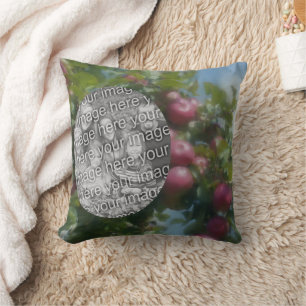 Red Apples On Tree Painting Create Your Own Photo Throw Pillow