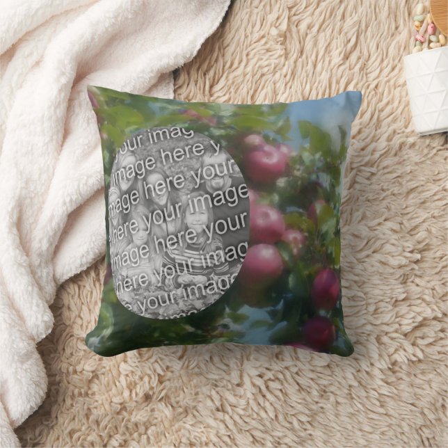 Red Apples On Tree Painting Create Your Own Photo Throw Pillow (Blanket)