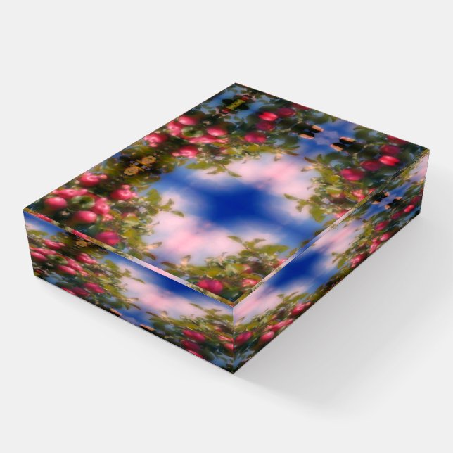 Red Apples On Tree Photo Painting Abstract Paperweight (Angled)