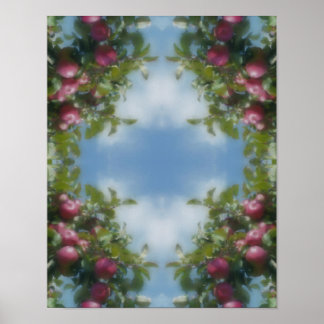 Red Apples On Tree Photo Painting Nature Art Poster