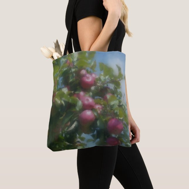 Red Apples On Tree Photo Painting  Tote Bag (Close Up)