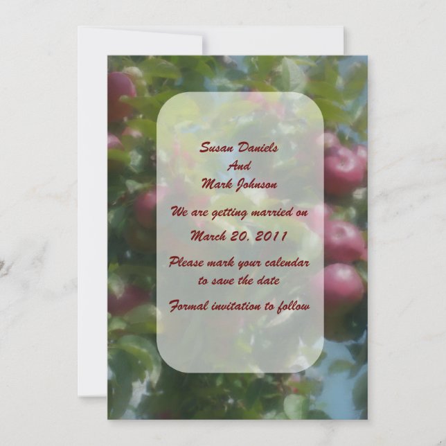 Red Apples On Tree Wedding Save The Date Invitation (Front)