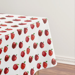 Red Apples on White Tablecloth