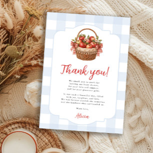 Red apples orchard fall harvest baby shower thank you card