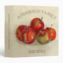 Red Apples Painting Family Monogram Recipe 3 Ring Binder