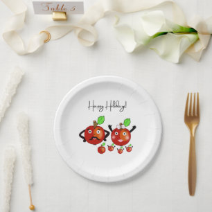 Red apples paper plates