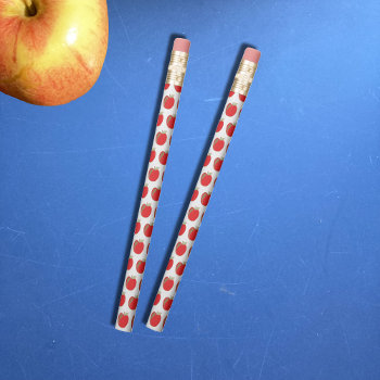 Red Apples Pattern Classroom Pencils by ArianeC at Zazzle