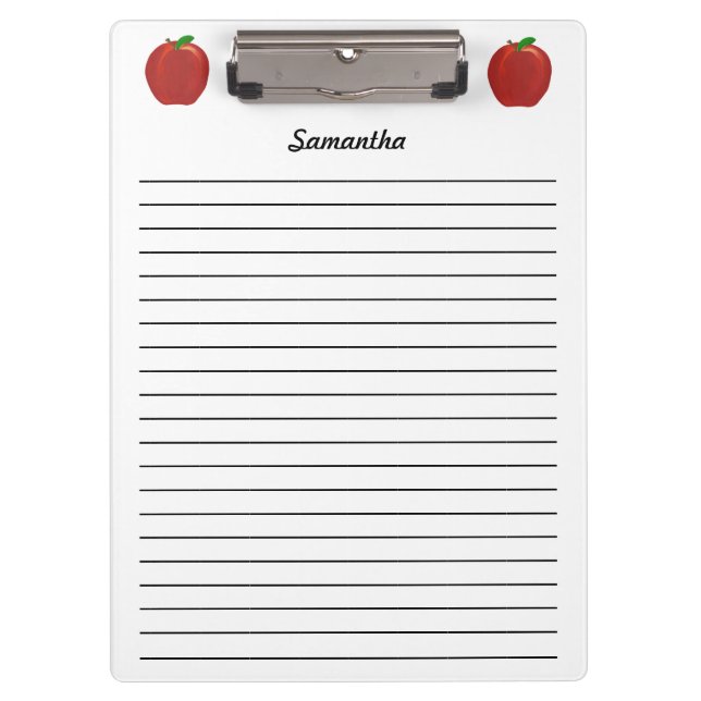 Red Apples Personalized Lined Clipboards (Front)