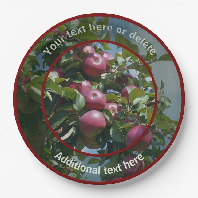 Red Apples Ready For Picking Personalized Party  Paper Plates (Front)