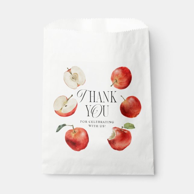 Red Apples Rustic Baby Shower Favor Bag (Front)