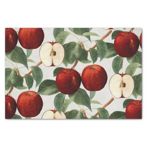 Red Apples Vintage Botanical Watercolor Tissue Paper