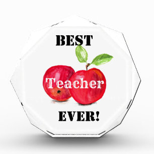 Red apples watercolor Best Teacher Ever Acrylic Award