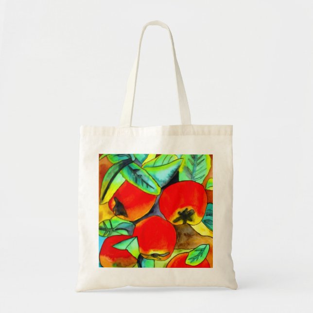 Red Apples watercolor original art painting Tote Bag (Front)