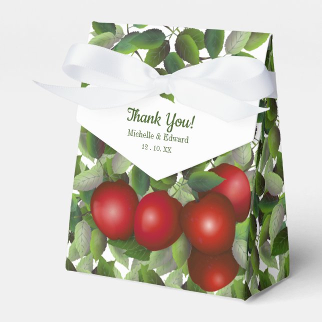 Red Apples Wedding | Thank You Favor Boxes (Front Side)