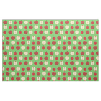 Red Apples, Whole and Sliced on Green Fabric